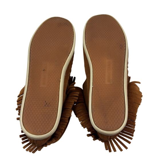 Minnetonka Venice Brown Fringe Boho Southwestern Moccasin Boots Women's Size 7 - Picture 7 of 9